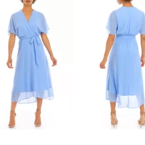 NEW SANDRA DARREN Women's Short Sleeve Surplice Dot Wrap Dress Size:12 - Picture 2 of 7